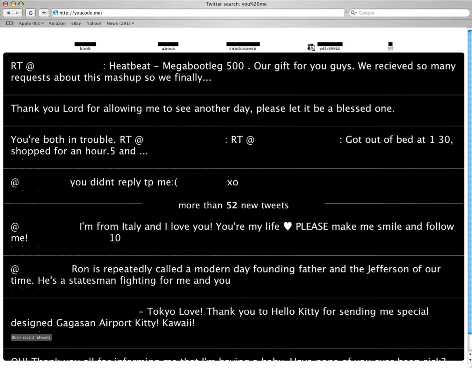 Screenshot of net art piece